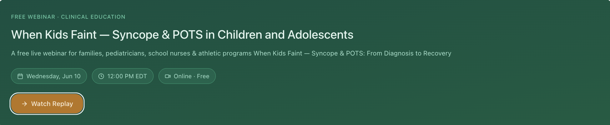 When Kids Faint — Syncope & POTS in Children and Adolescents